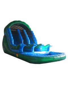 18' Green Hulk Double Lane Waterslide | S108G